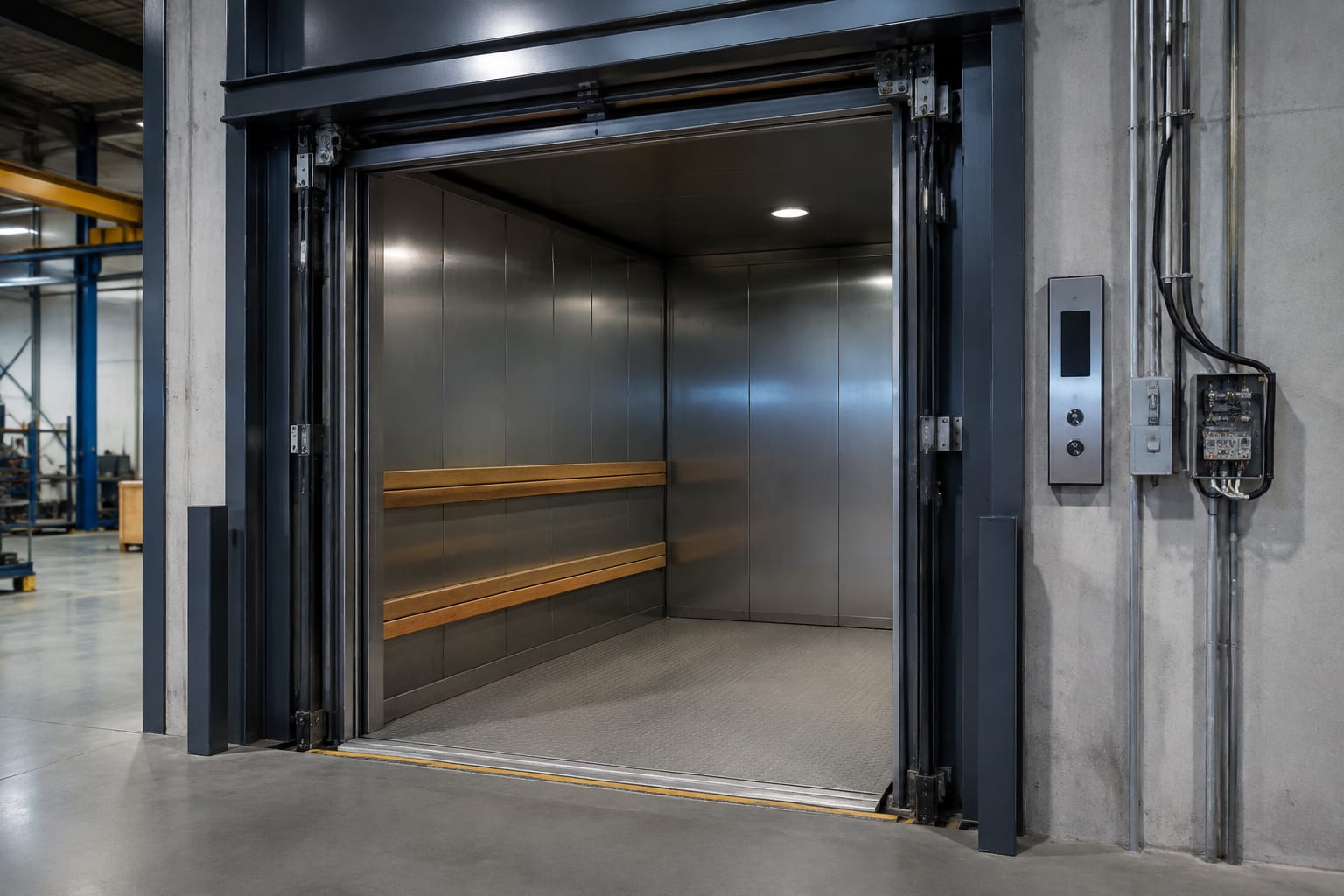 Componentes de ascensores de carga: puertas y mandos